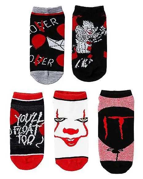 Spirit Halloween It Ankle Socks - 5 Pair 3 Spirit Halloween It Ankle Socks - 5 Pair