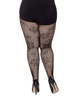 Spirit Halloween Witch Pentagram Fishnet Tights 8 Spirit Halloween Witch Pentagram Fishnet Tights -Halloween Clothing Theme Store 01502681 b