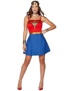 Spirit Halloween Adult Wonder Woman Dress - Wonder Woman -Halloween Clothing Theme Store 01508563 c