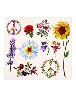Spirit Halloween Hippie Temporary Tattoos -Halloween Clothing Theme Store 01514884 b