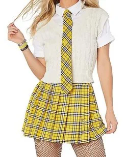 Spirit Halloween Adult Yellow Plaid Skirt -Halloween Clothing Theme Store 01524511 c
