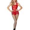 Spirit Halloween Adult Red Leather Lace Bodysuit -Halloween Clothing Theme Store 01527290 a