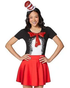 Spirit Halloween Adult Cat In The Hat Costume Kit - Dr. Seuss -Halloween Clothing Theme Store 01532381 c