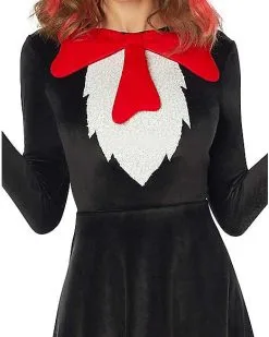 Spirit Halloween Adult Cat In The Hat Dress - Dr. Seuss -Halloween Clothing Theme Store 01532423 c