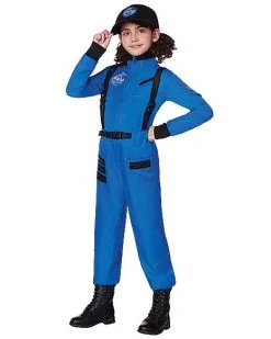 Spirit Halloween Kids Blue Astronaut Jumpsuit - NASA -Halloween Clothing Theme Store 01551589 d
