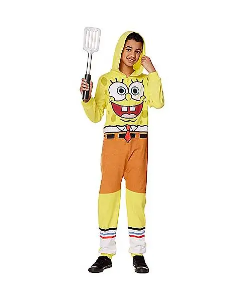 Spirit Halloween Kids SpongeBob SquarePants Hooded Jumpsuit 3 Spirit Halloween Kids SpongeBob SquarePants Hooded Jumpsuit