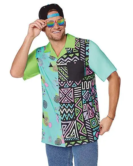 Spirit Halloween Adult '80s Button Down Shirt 3 Spirit Halloween Adult '80s Button Down Shirt