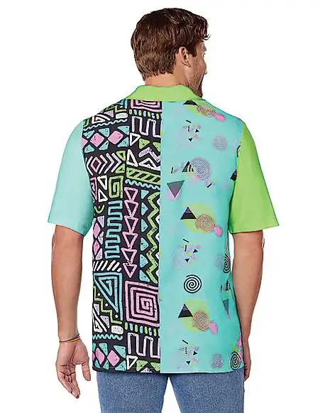 Spirit Halloween Adult '80s Button Down Shirt 4 Spirit Halloween Adult '80s Button Down Shirt - Image 2