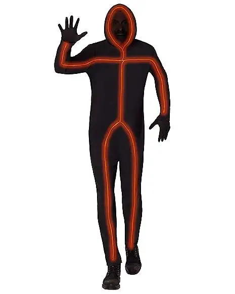 Spirit Halloween Adult Light-Up EL Wire Orange Stick Figure Costume 3 Spirit Halloween Adult Light-Up EL Wire Orange Stick Figure Costume