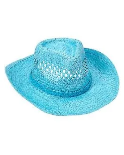 Spirit Halloween Blue Straw Cowboy Hat -Halloween Clothing Theme Store 01573013 c