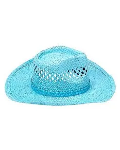 Spirit Halloween Blue Straw Cowboy Hat -Halloween Clothing Theme Store 01573013 f