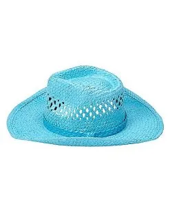 Spirit Halloween Blue Straw Cowboy Hat -Halloween Clothing Theme Store 01573013 g
