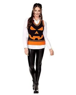 Spirit Halloween Adult Jack-O'-Lantern Sweater Vest