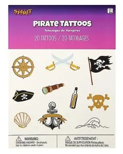 Spirit Halloween Pirate Temporary Tattoos -Halloween Clothing Theme Store 01580620 d