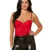 Spirit Halloween Red Pleather Lace Cup Bodysuit -Halloween Clothing Theme Store 01587500 a