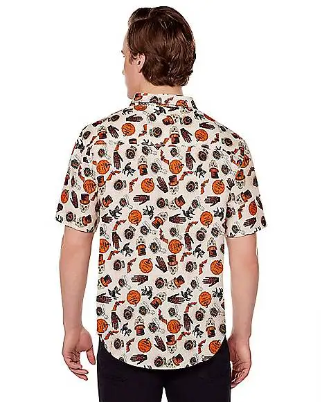 Spirit Halloween Adult Vintage Button Up Shirt 4 Spirit Halloween Adult Vintage Button Up Shirt - Image 2