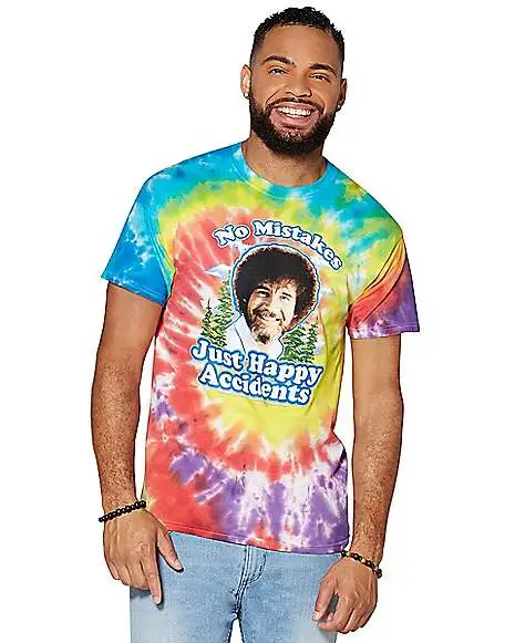 Spirit Halloween Happy Accidents Tie Dye Bob Ross T Shirt 3 Spirit Halloween Happy Accidents Tie Dye Bob Ross T Shirt