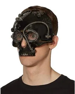 Spirit Halloween Steampunk Skull Half Mask -Halloween Clothing Theme Store 07392665 c